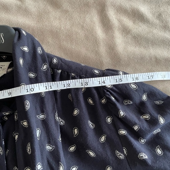 Ports Vintage Lg Sleeve Paisley Cotton + Wool Blouse Navy White Gray Sz 6 - Picture 11 of 12